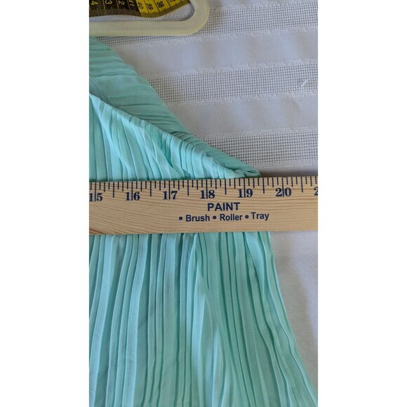 ZESICA Aqua Pleated Tiered Halter Midi Dress Women’s Size L Flowy Chiffon Ruffle - Picture 5 of 5